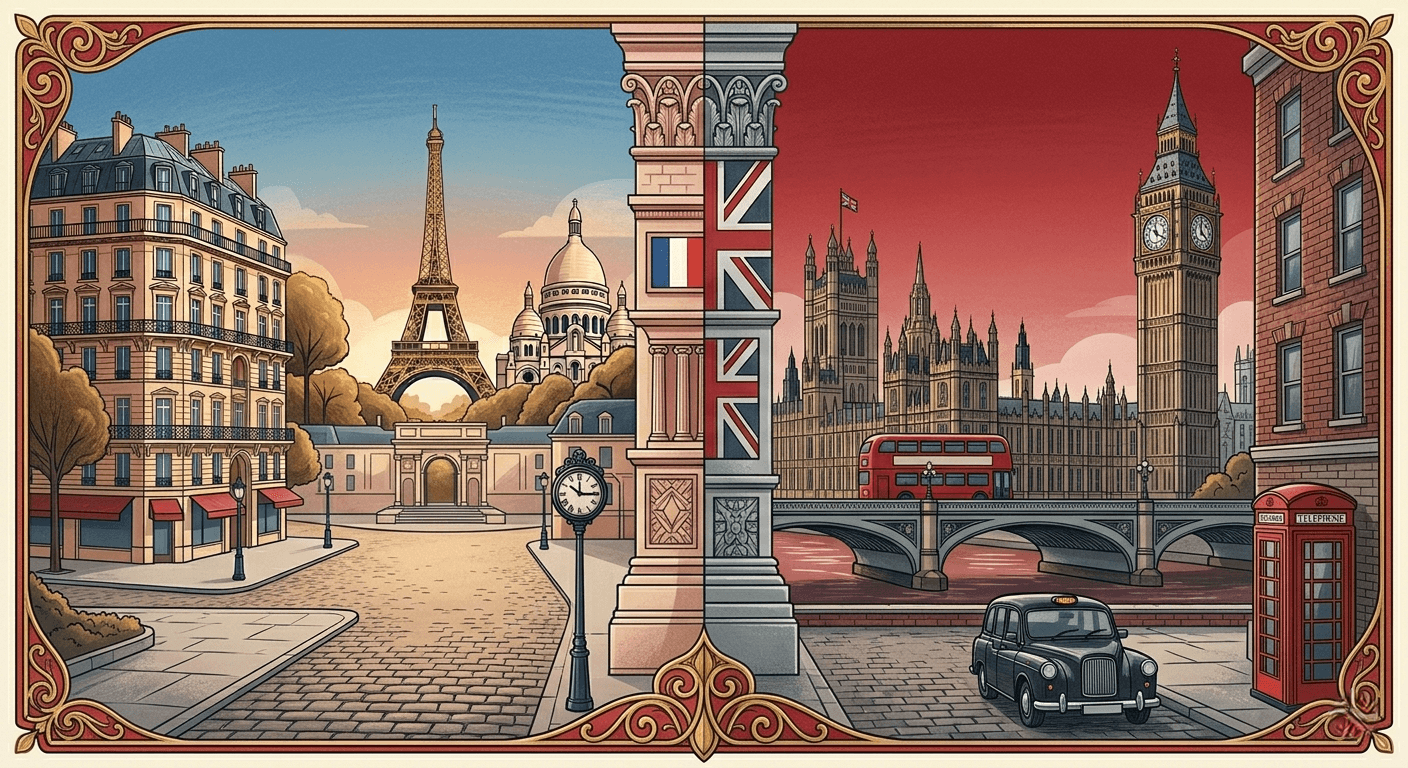 Paris et Londres comparées — toits haussmanniens face à la skyline londonienne